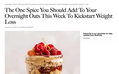 The One Spice You Should Add To Your Overnight Oats This Week To Kickstart Weight Loss
